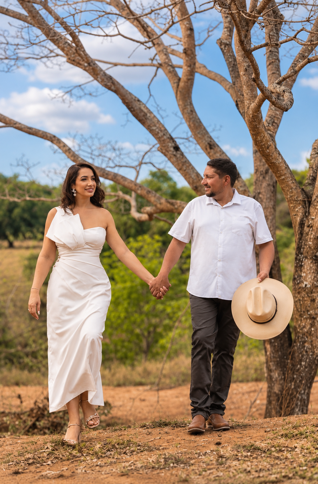 Renata e Rodiney caminhando juntos